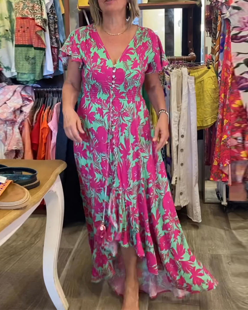 Bedrucktes Kurzarmkleid