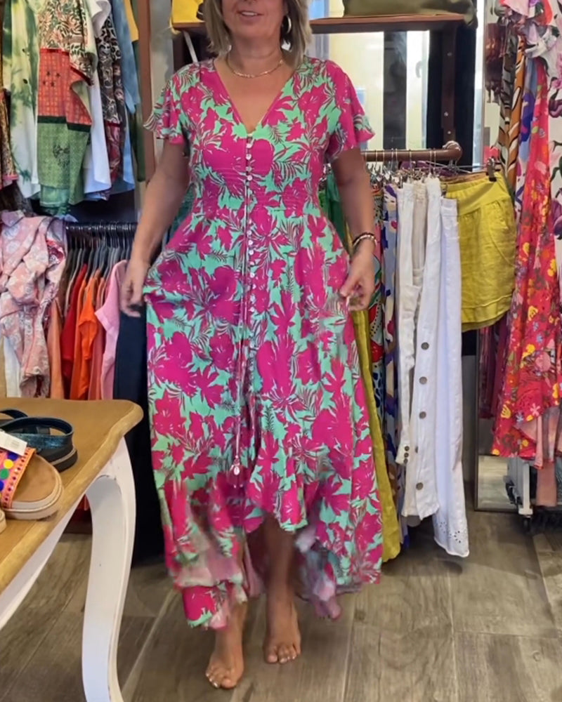 Bedrucktes Kurzarmkleid