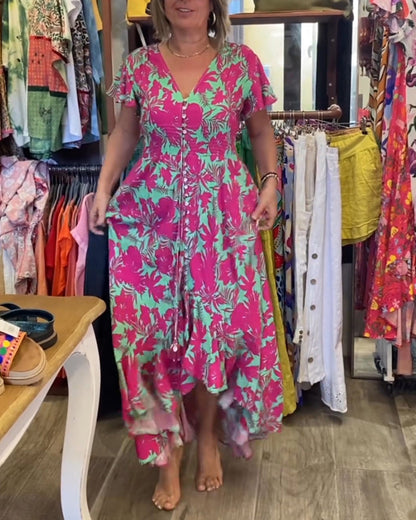 Bedrucktes Kurzarmkleid