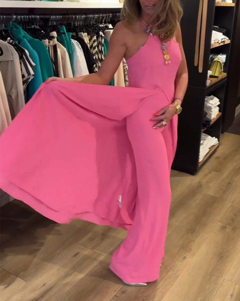 Halterneck Schlitz einfarbiges Zweiteiler-Set