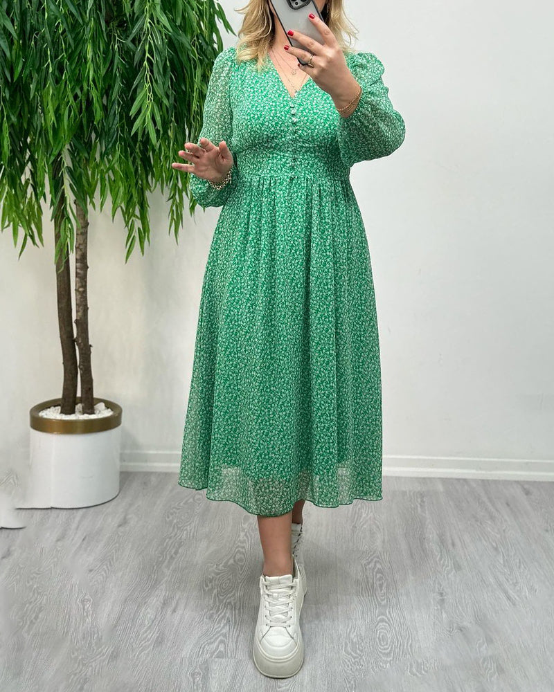 Bedrucktes elegantes Knopfkleid