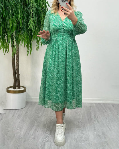 Bedrucktes elegantes Knopfkleid