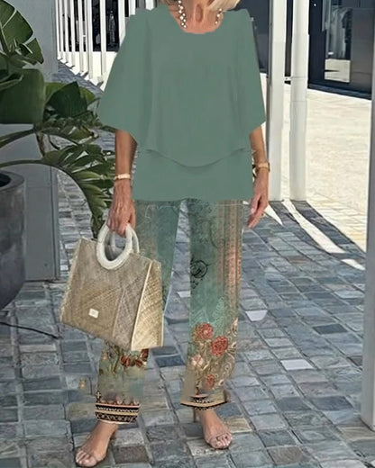 Modisches Bedrucktes Gerades Hosen-Set