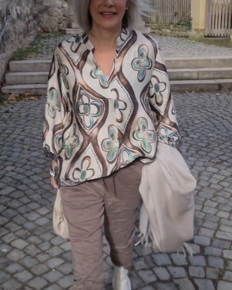 Retro-Stil modische Bluse mit langen Ärmeln