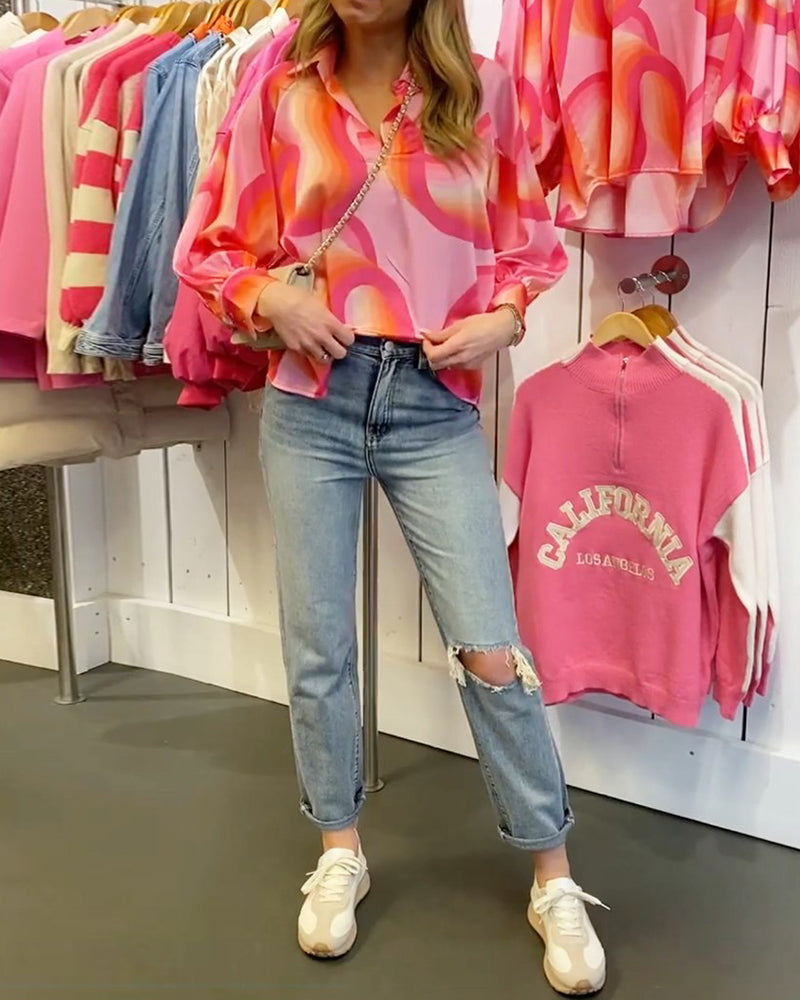 Revers Langarm Freizeitbluse