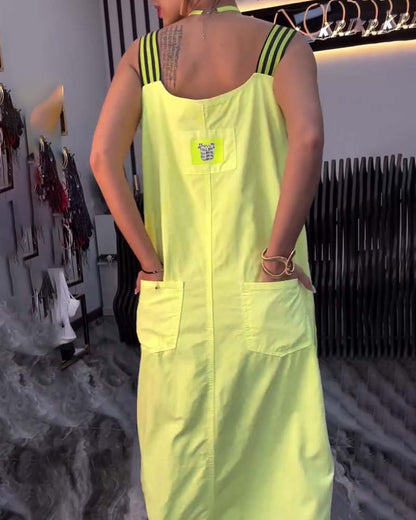 Gespaltener Träger Lockeres Kleid