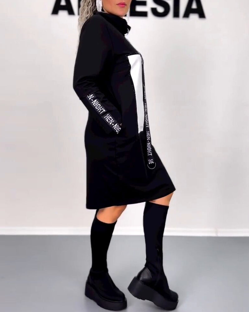 Lässiges gerades Kleid mit Kordelzug