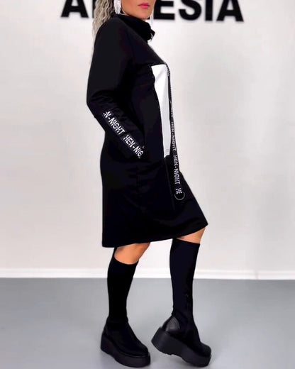 Lässiges gerades Kleid mit Kordelzug