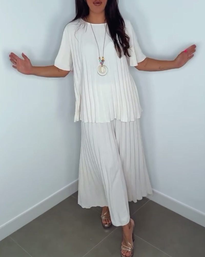 Einfarbige, plissierte, lockere Sets