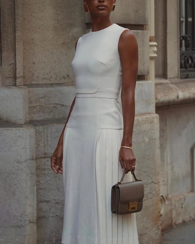 Ärmelloses, schlankes, einfarbiges Modekleid