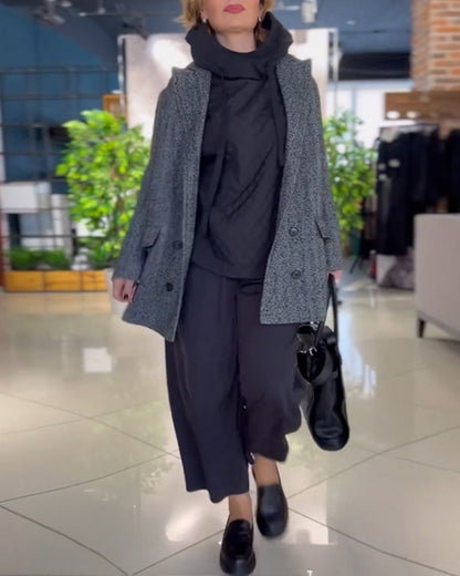 Hochkragen Karo Hoodies mit langen Ärmeln