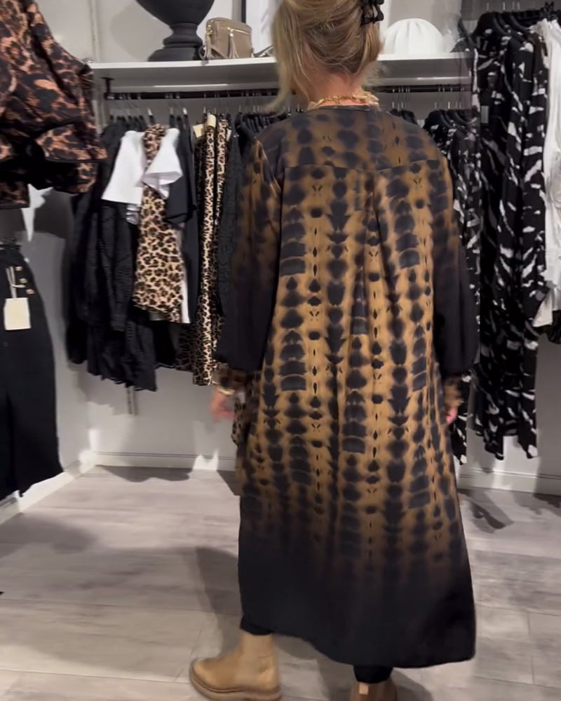 V-Ausschnitt langärmliges Gradient-Kleid