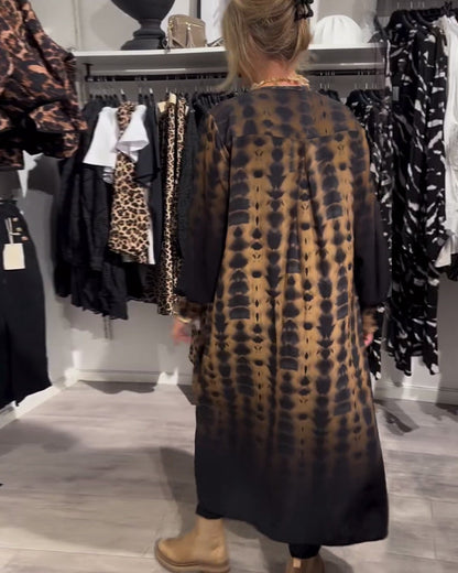 V-Ausschnitt langärmliges Gradient-Kleid