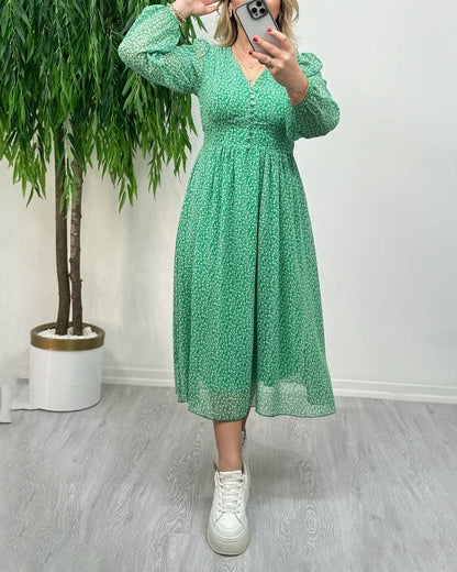 Bedrucktes elegantes Knopfkleid