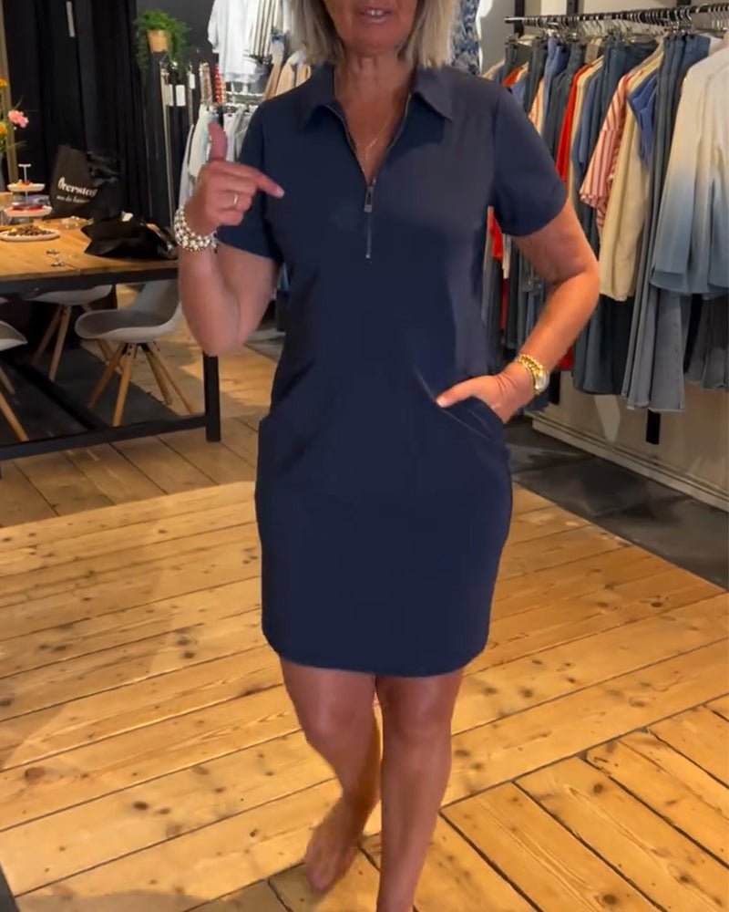 Revers Reißverschluss Kleid