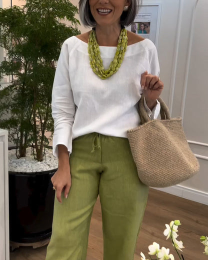 Rundhals Einfarbig Langarm Einfaches Oberteil