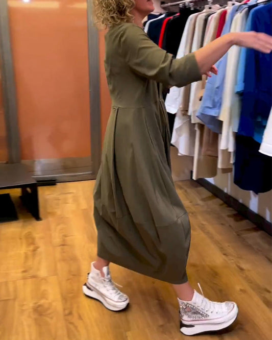 Rundhals 2/3 Ärmel Kleid