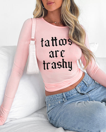 Enganliegendes Langarm-T-Shirt