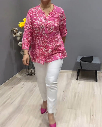 Langärmliges bedrucktes Hemd mit Knöpfen