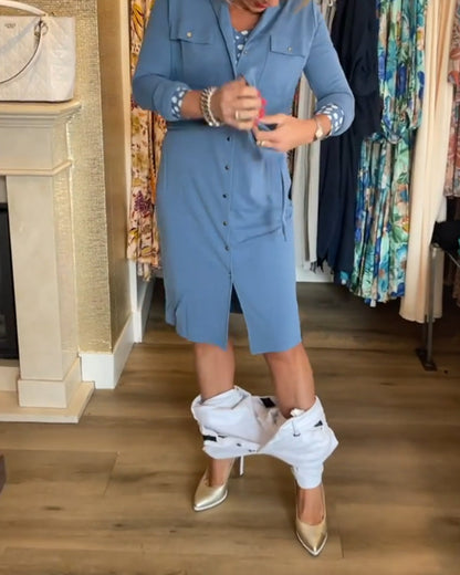 Lässiger einfarbiger Hemdchenmantel