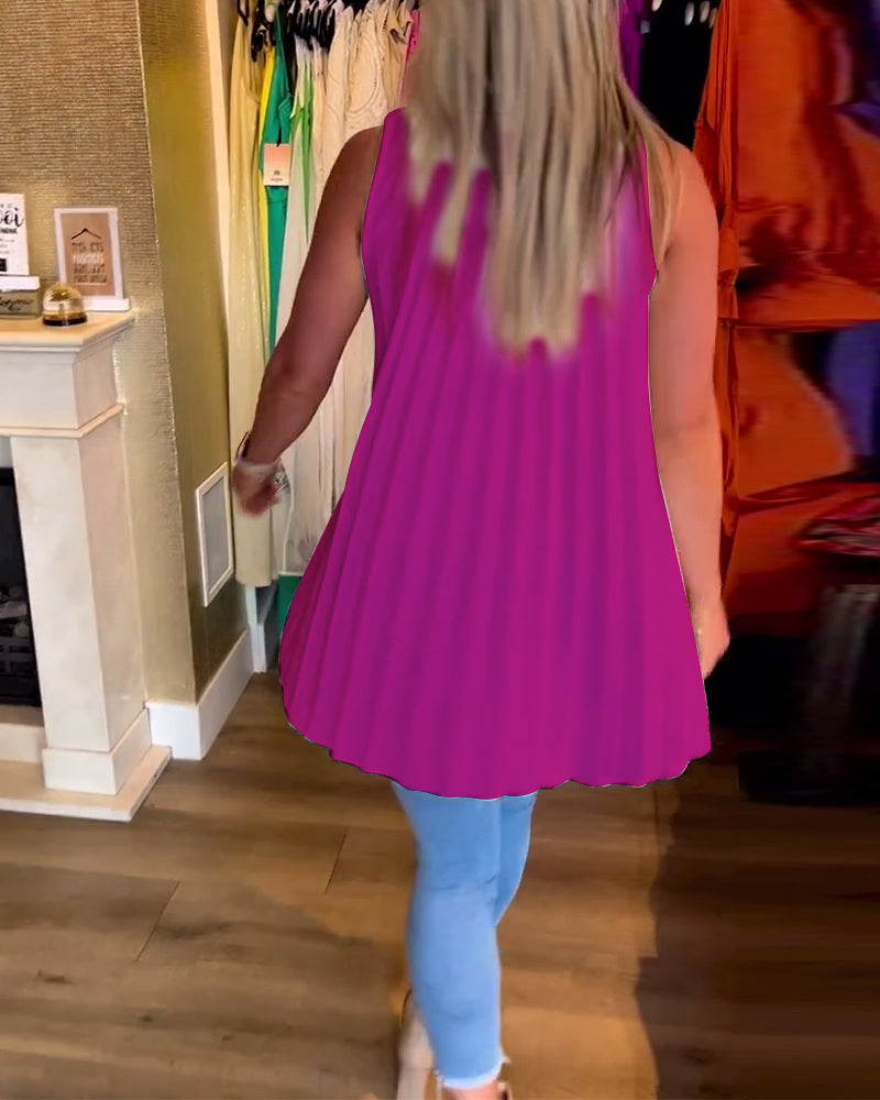 Ärmelloses Top mit Revers und Raffung