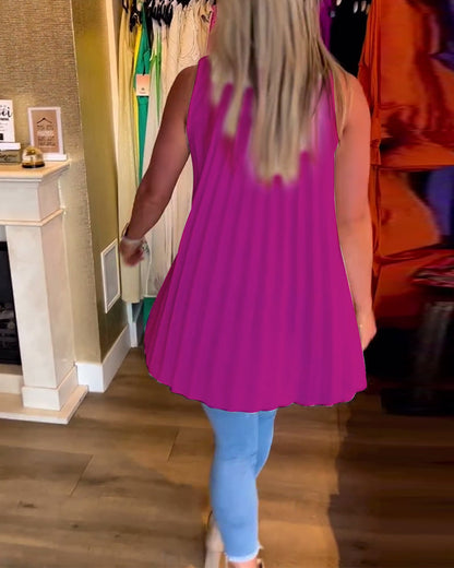 Ärmelloses Top mit Revers und Raffung