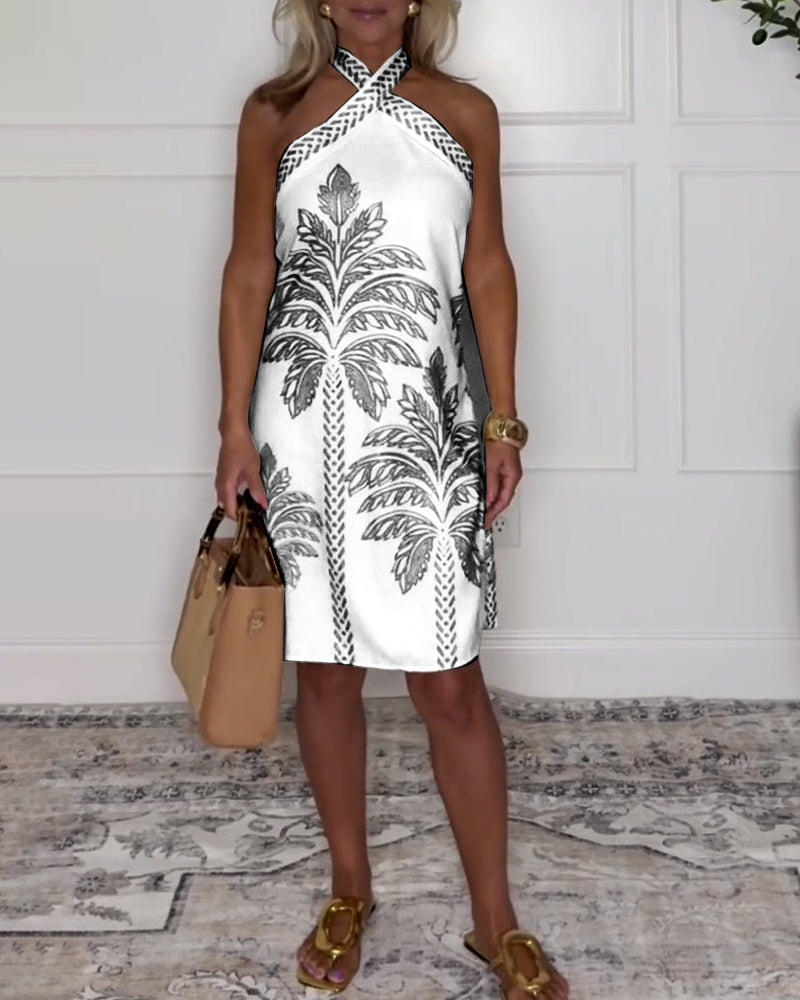 Elegantes Kreuz-Halter-Kleid in knie-langer Ausführung