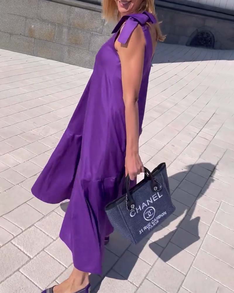 Einfarbiger, lässiger Kleid mit Trägern