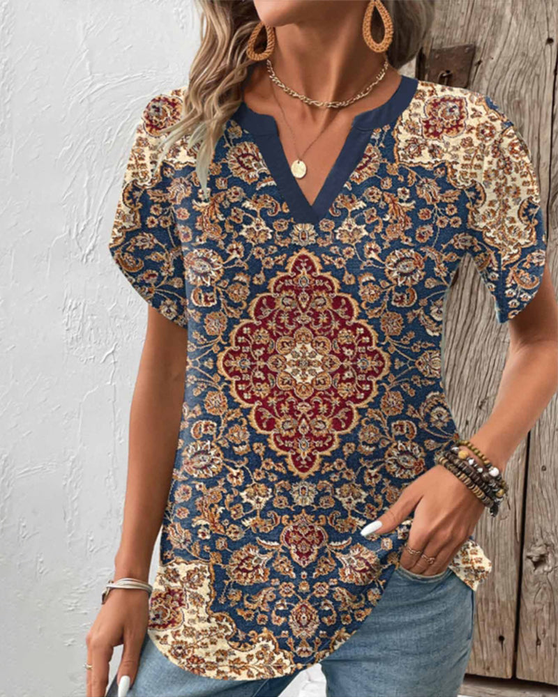 Kurzärmliges Retro-Stil Top