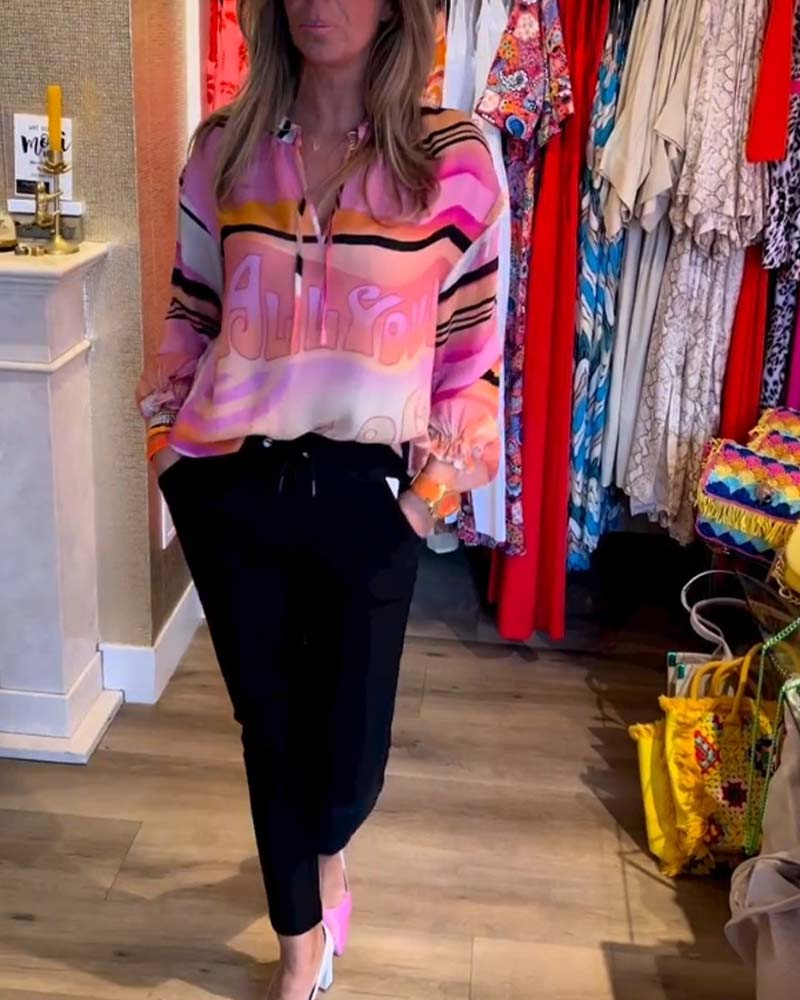 Hängendes Kontrastdruck Freizeitoberteil