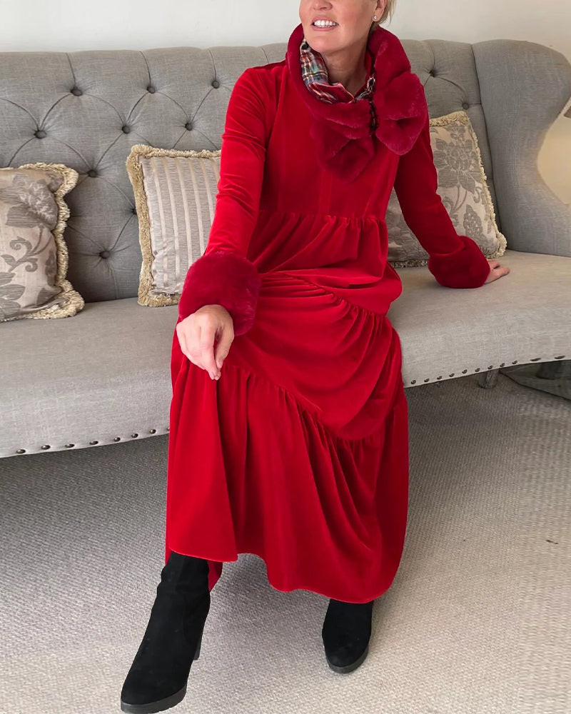 V-Ausschnitt Patchwork Kleid