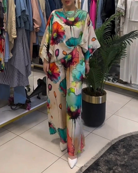 Lotus-Druck einseitiges Dreiviertelärmel-Set