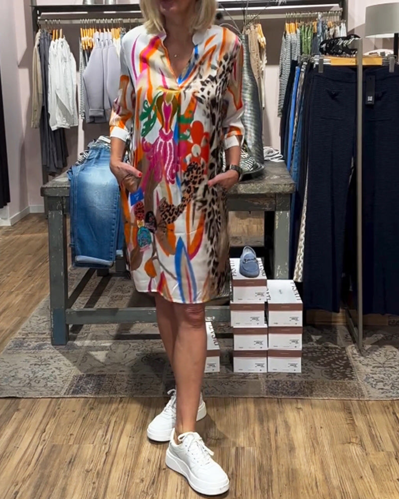 Damen tägliches lässiges Farbkleid