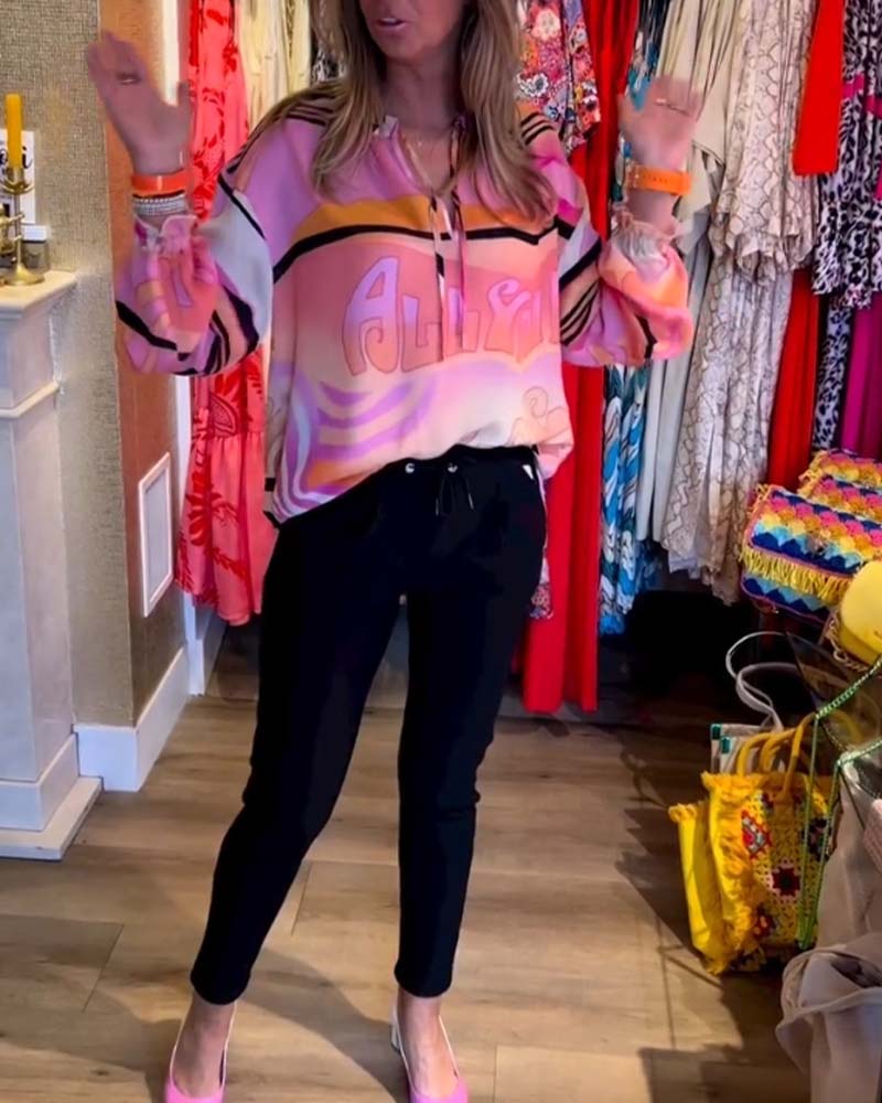 Hängendes Kontrastdruck Freizeitoberteil