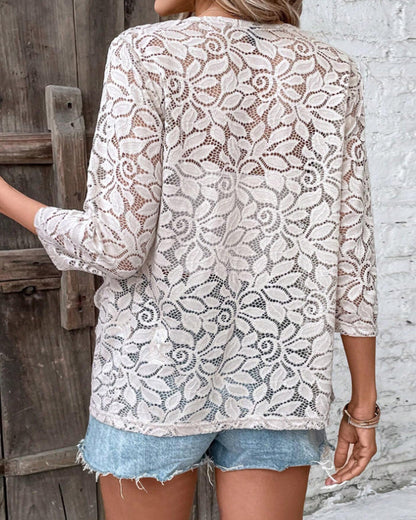 Dreiviertelarm einfarbiger Spitzenmantel