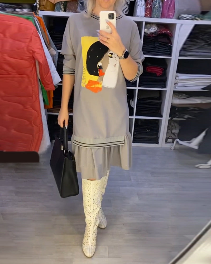 Porträt Shift Kleid mit langen Ärmeln