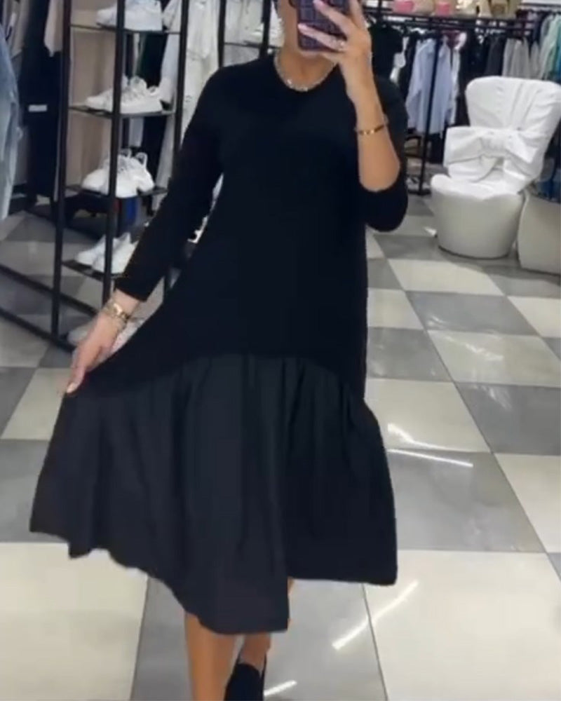 Lässiges Patchwork-Kleid mit Rüschen