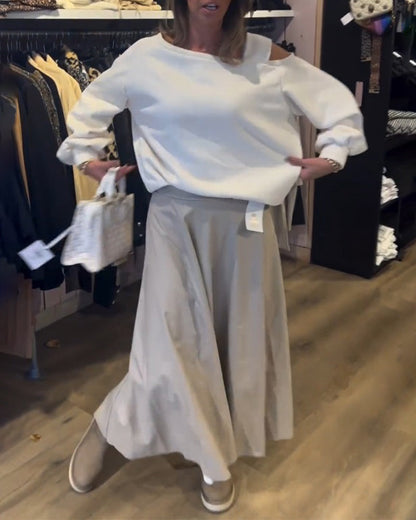 Kalte Schulter Einfaches Sweatshirt