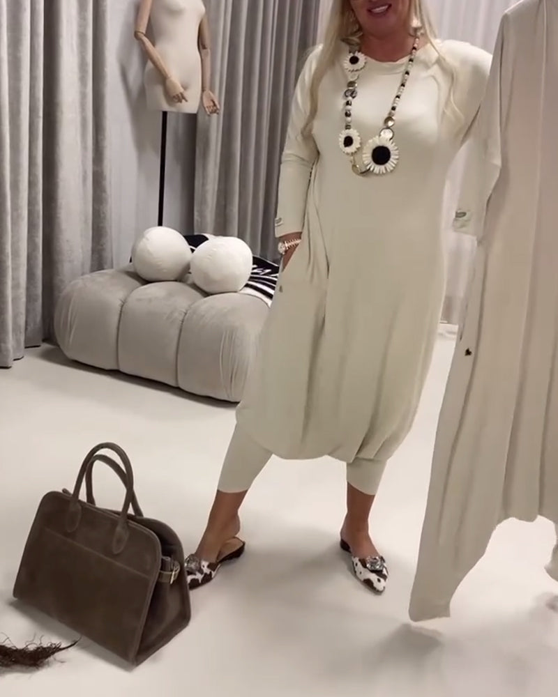 Einfarbiger Langarm-Casual-Overall