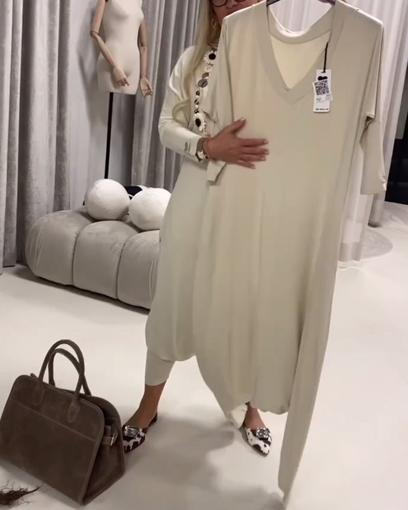 Einfarbiger Langarm-Casual-Overall