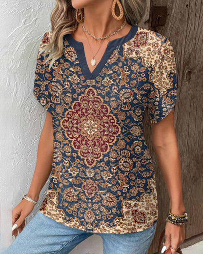 Kurzärmliges Retro-Stil Top