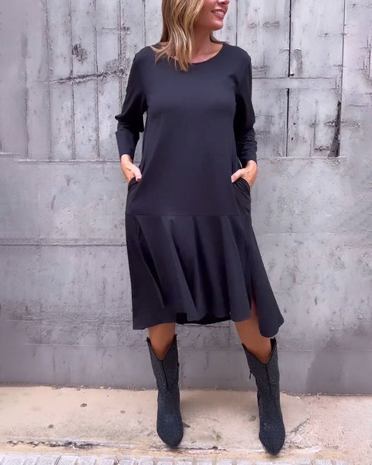 lockeres Kleid mit Tasche