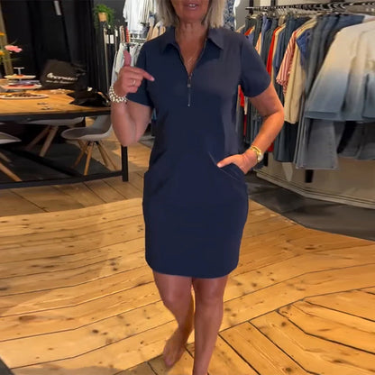 Revers Reißverschluss Kleid