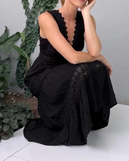 Spitzen V-Ausschnitt Tankkleid