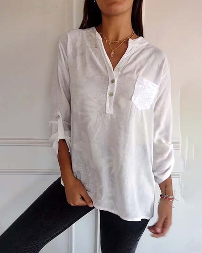 Patchwork-Pailletten-Blatt-Print-Top