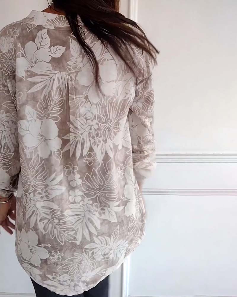 Patchwork-Pailletten-Blatt-Print-Top