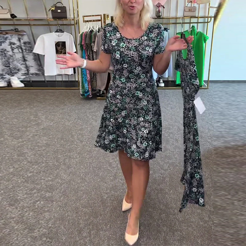 Temperament Slim Waist Gedrucktes Kleid