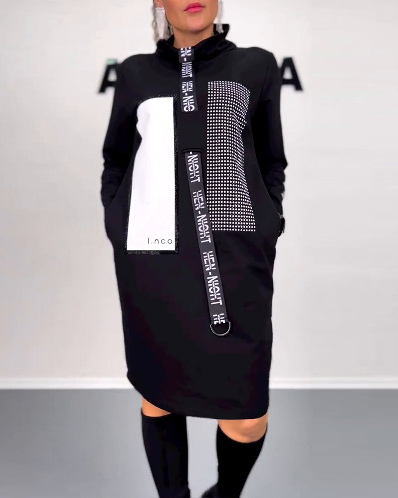 Lässiges gerades Kleid mit Kordelzug