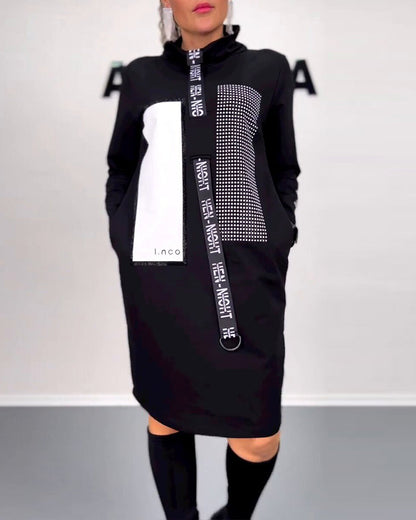 Lässiges gerades Kleid mit Kordelzug