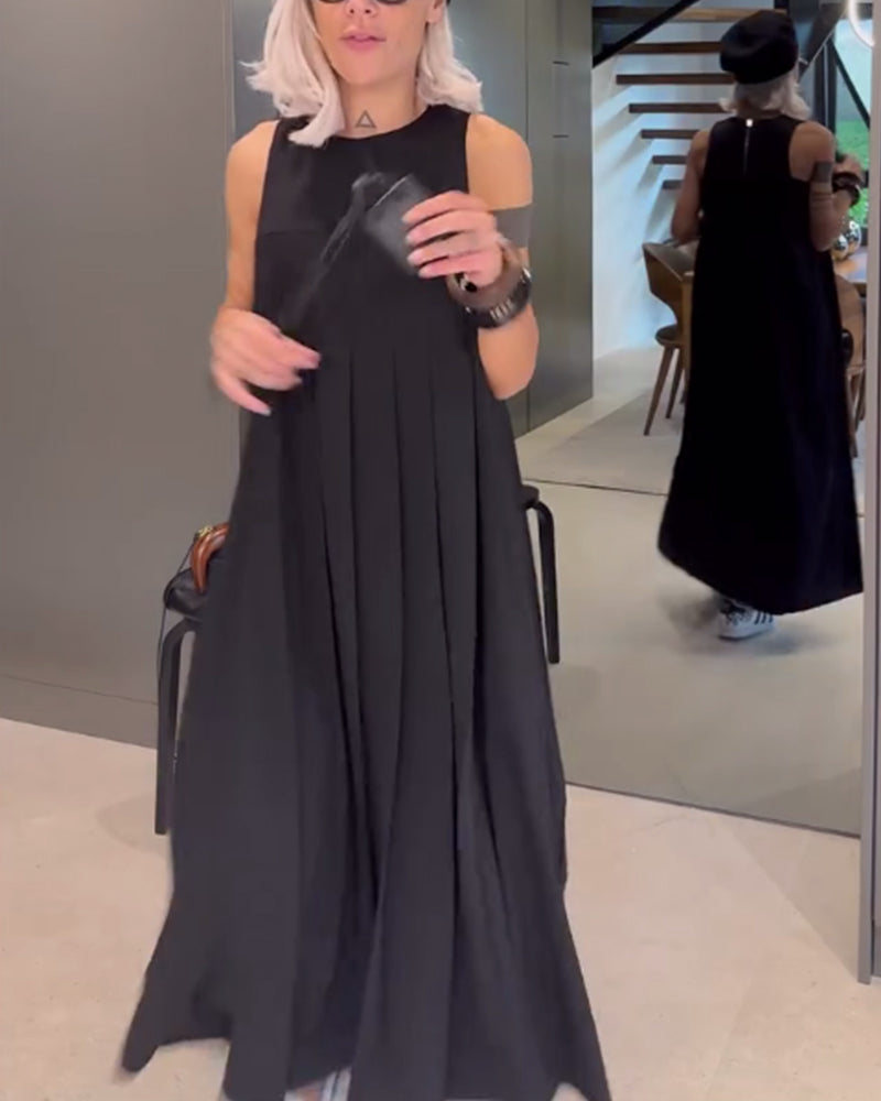 Elegantes einfarbiges Plissee-Topkleid